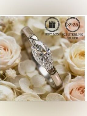 Marquise Moissanite Ring – 925 Sterling Silver – Minimalist Elegance – Size 6